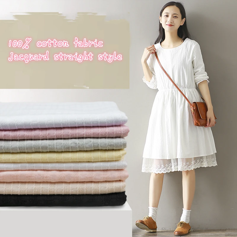 

100% cotton fabric for patchwork 145*100cm jacquard straight style Handmade DIY material dolls clothing girl shirt dress summer