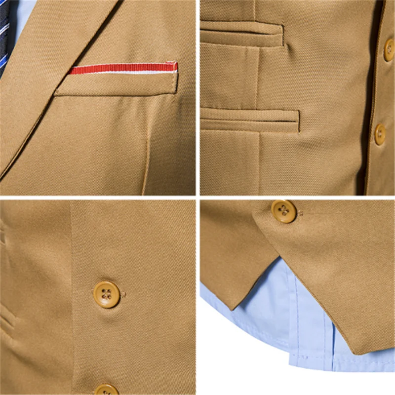 Мужской деловой Блейзер жилеты повседневные однотонный однобортный жилет