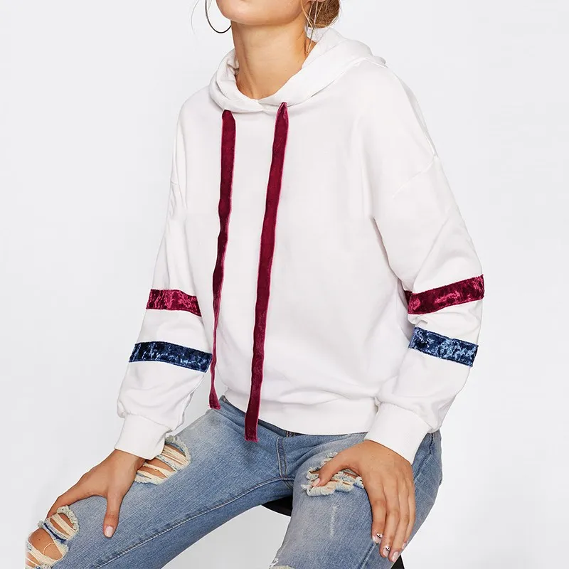 Women Hoodies Sweatshirts 2017 Autumn Fashion Hooded Tops Female Casual Loose Long Sleeve Splice Leisure Sexy Blusas Pullover | Женская