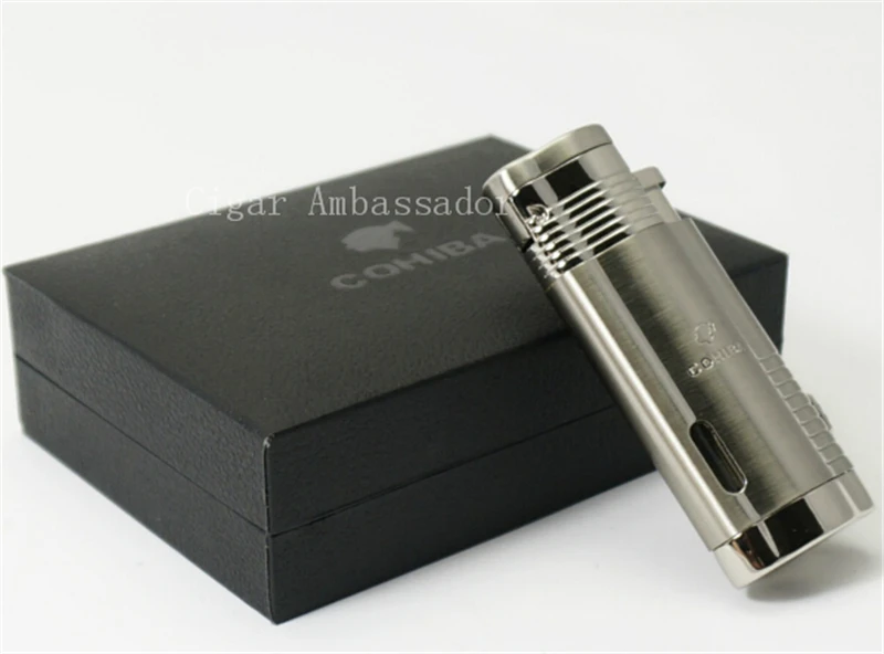 Cohiba 3 Jet факел пламени роскошные серебро табак зажигалки для лучшие подарки