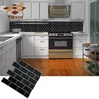Самоклеящаяся черная плитка Метро, настенная 3D Мозаика, стикеры сделай сам, для кухни, ванной, домашнего декора, винил