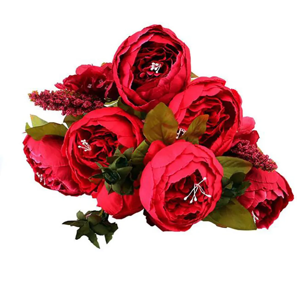 1 Букет винтажных искусственных пионов шелковые цветы букет для украшения Прямая