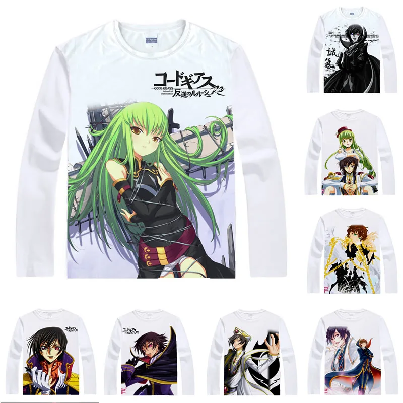Code Geass Lelouch of the Rebellion футболки Для мужчин в стиле хип хоп с длинным рукавом