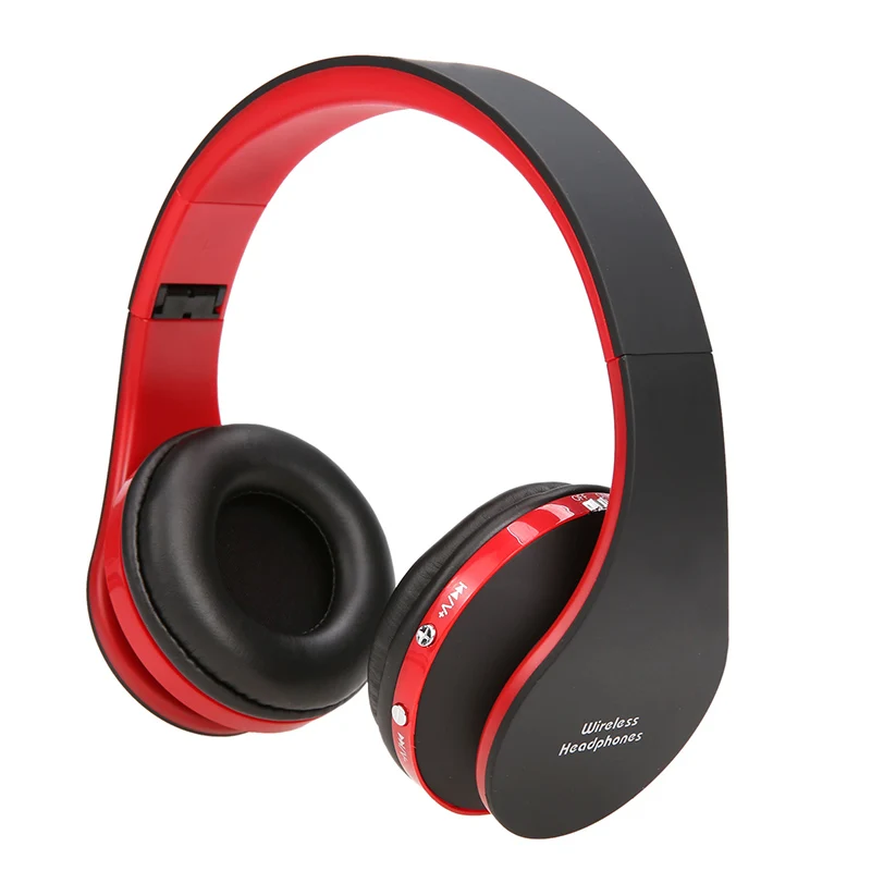 Складные HiFi наушники с усиленными басами Проводные/беспроводные стерео bluetooth-наушники с шумоподавлением с микрофоном Мода - Цвет: Red