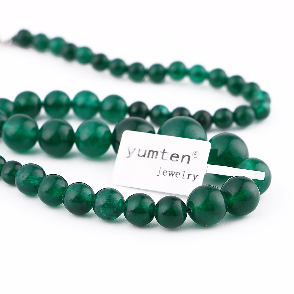 Натуральные камни круглые бусины зеленый агат ожерелье изготовление кристаллов