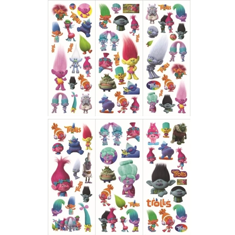 6 листов/набор Высокое качество милые наклейки с изображением троллей детские