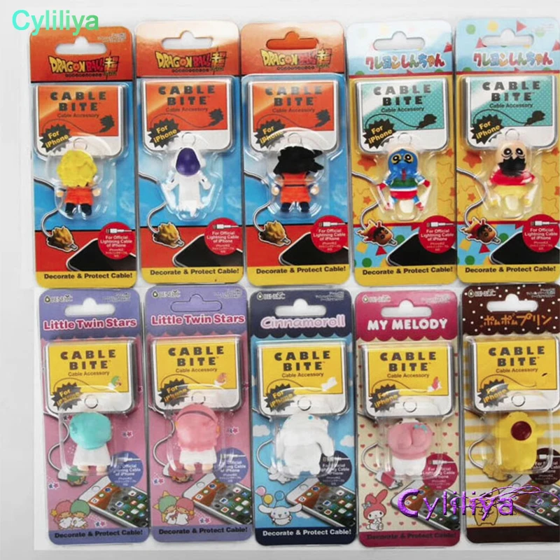 30 шт. кабель Bite Zoro Chopper Luffy ELMO kitty Shnnosuke Doraemon мультфильм животное укуса протектор