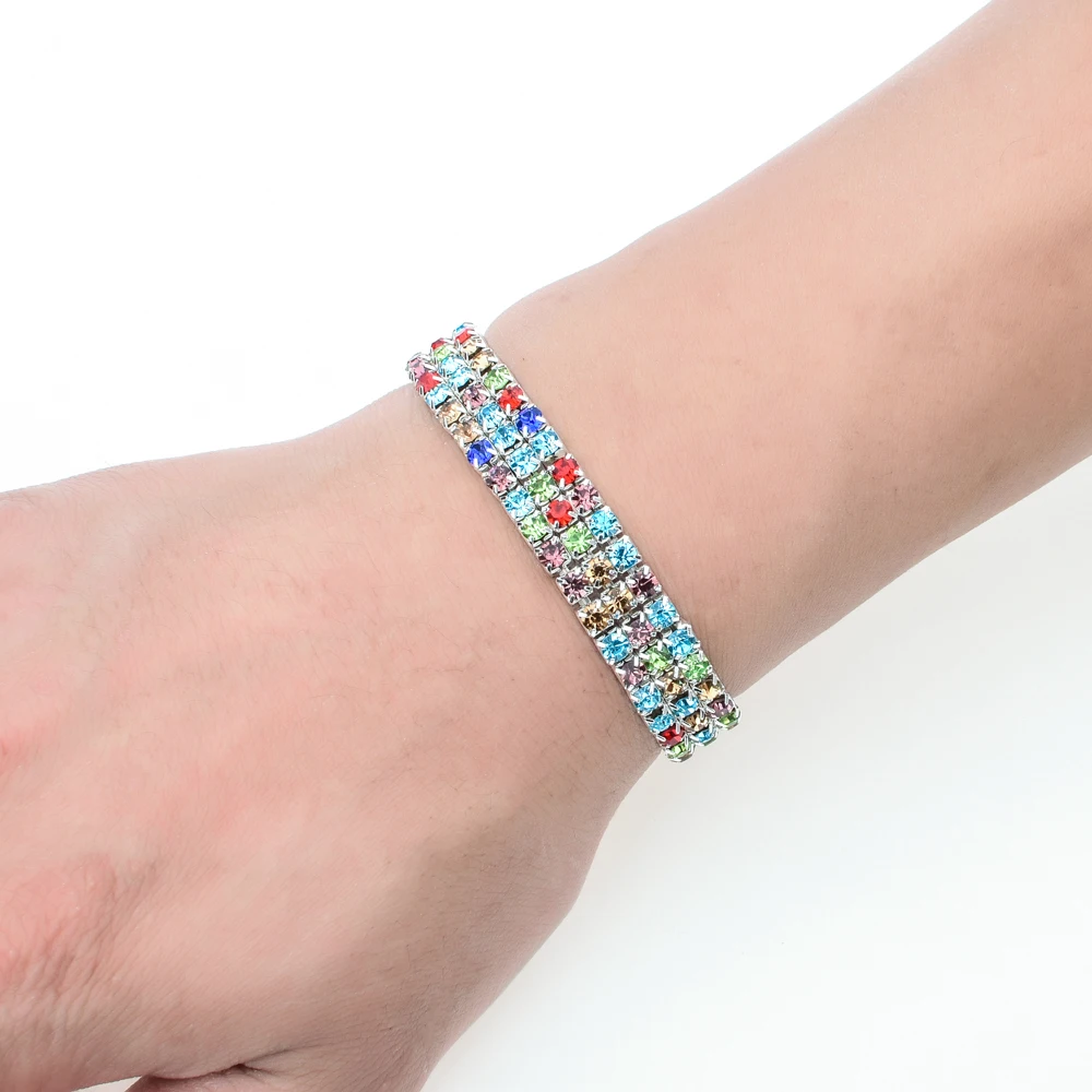 SLZBCY браслеты для женщин блестящие Bling Стразы эластичный браслет со стразами стрейч ювелирные изделия подарок на день Святого Валентина