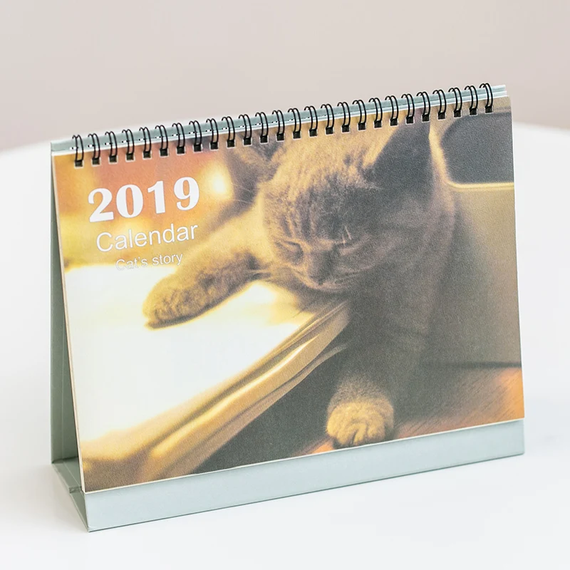 large grey cat Милые кошки Настольный календарь Настольный календарь офисная поставка стоящая органайзер для бумаг планировщик расписаний принт календаря - Цвет: large grey cat