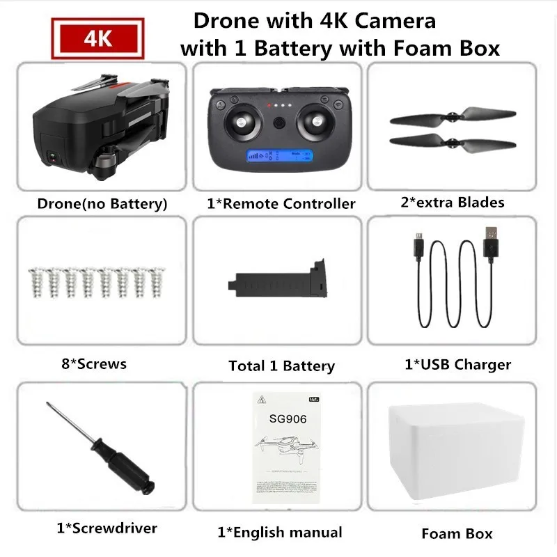 Foam Box 1 Battery X193 gps Дрон с камерой 4K бесщеточный контроль жестов селфи складной Квадрокоптер 20 минут время полета Дрон Vs SJRC F11 - Цвет: Foam Box 1 Battery