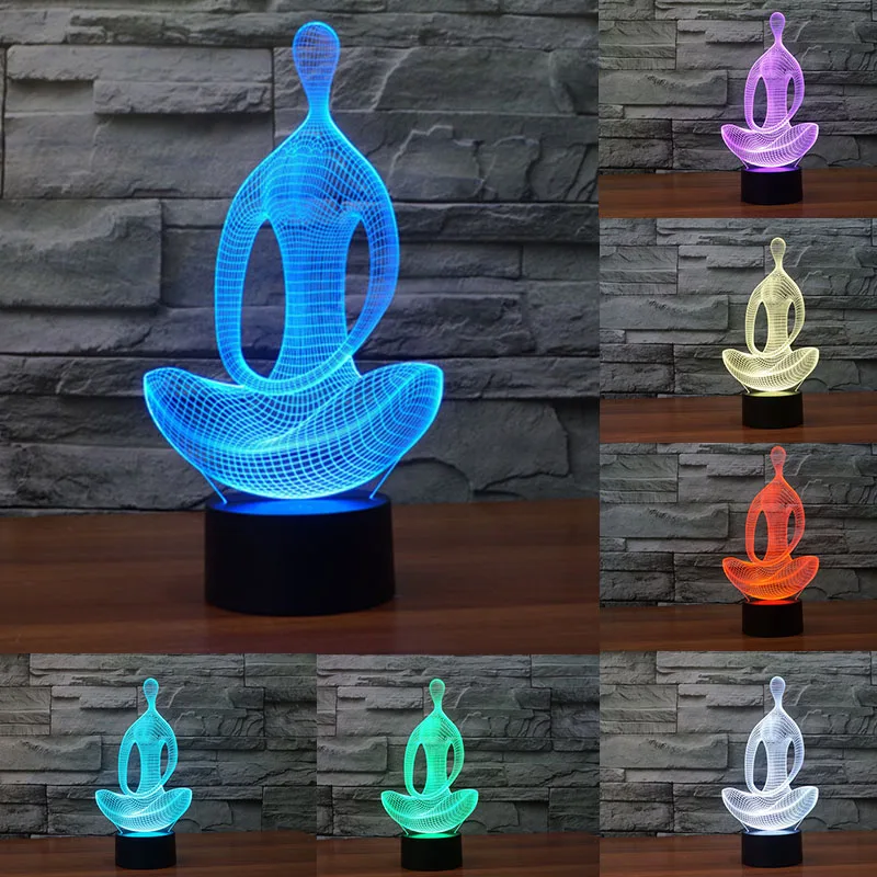 Meditation Быстрая сделка 3D ночнушка мотоцикл ночник 7 цветов USB Настольная Марсианская лампа бабочка ребенок день рождения подарок девушке другу - Испускаемый цвет: Meditation