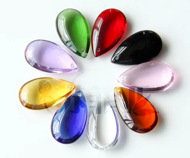 50pcs 38MM LONG Clear Pear/ Tear Drop Shaped Hanging Crystal Rainbow Suncatcher Curtain Pendants |