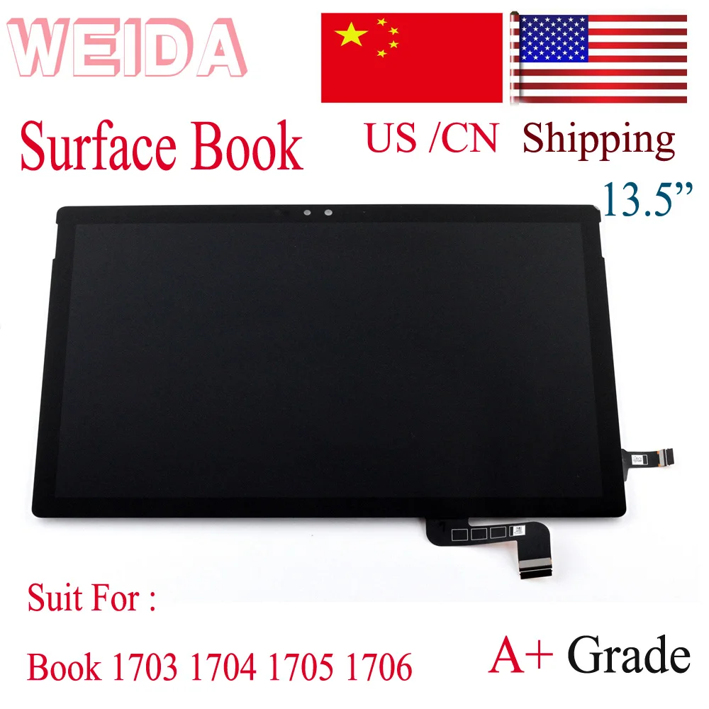 Замена ЖК-дисплея WEIDA для 13," microsoft Surface Book 1703 1704 1705 1706 ЖК-дисплей сенсорный экран сборка Замена книги 1st Gen