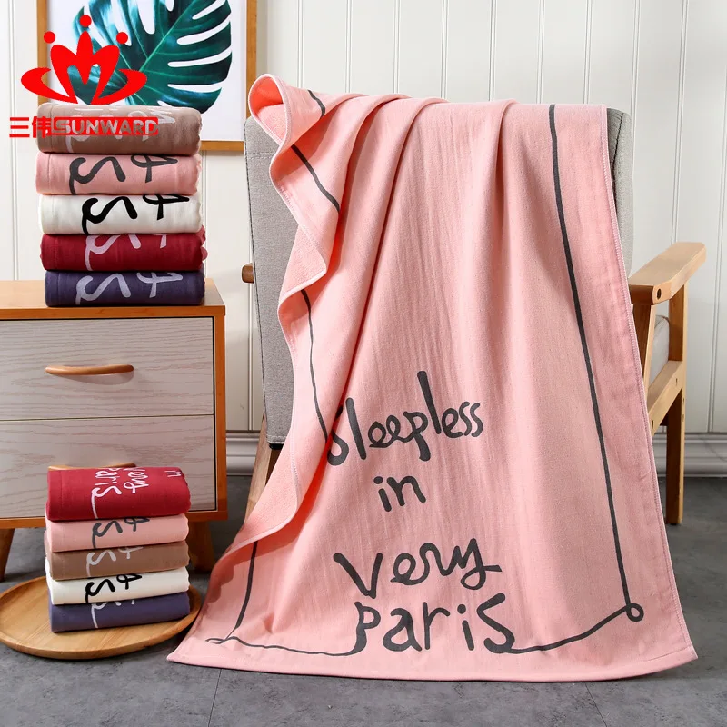 Pure cotton gauze bath towel without printing wind simple fashion gift bathroom towels for adults | Дом и сад