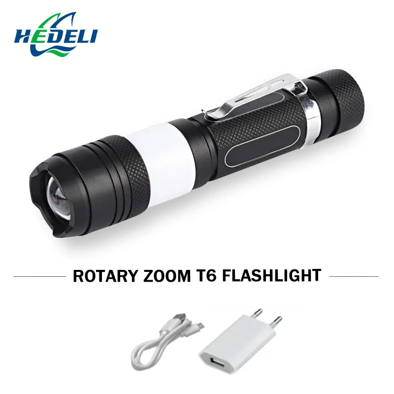 Мощный карманный фонарик зум светодио дный светодиодный cree XML T6 USB водостойкая