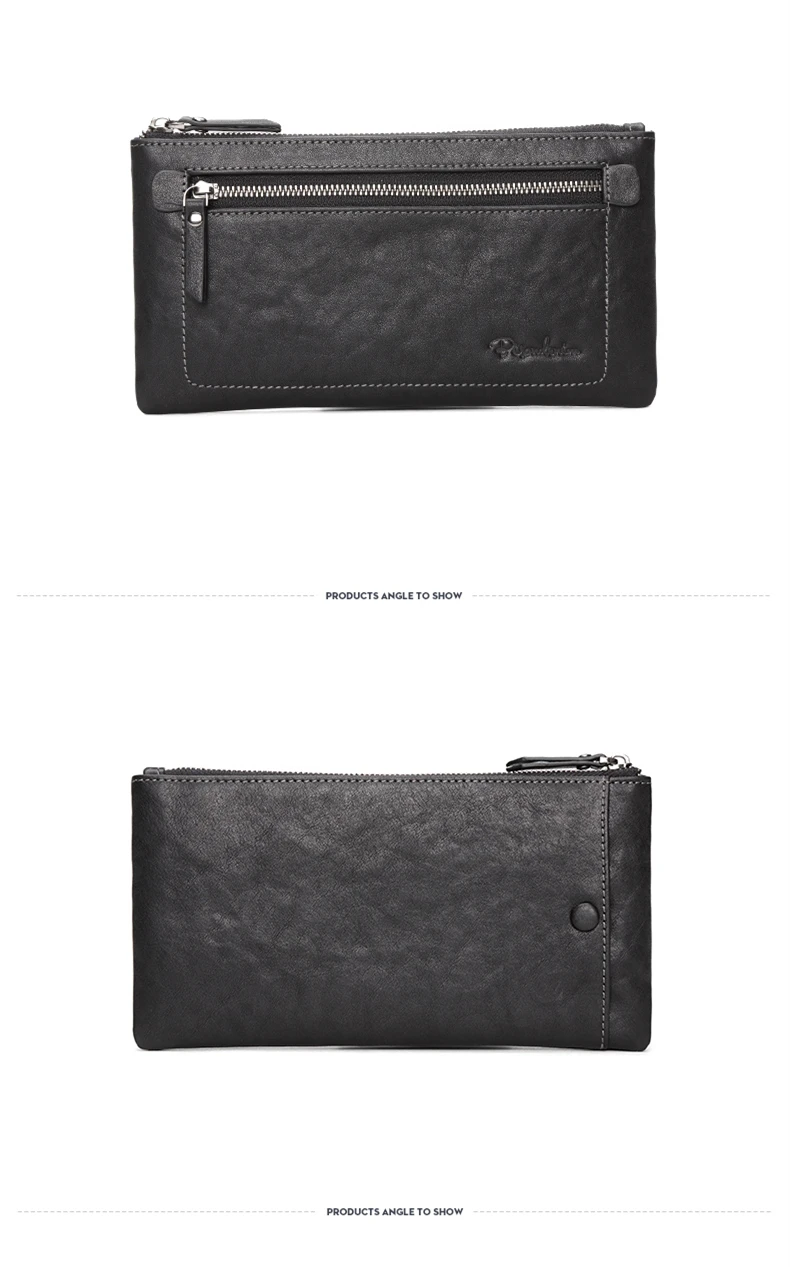 Бренд BISON DENIM, Мужской Длинный кошелек из воловьей кожи, держатель для карт, клатчи, мужской кошелек из натуральной кожи с карманом на молнии, Длинный кошелек для мужчин, подарок N8161