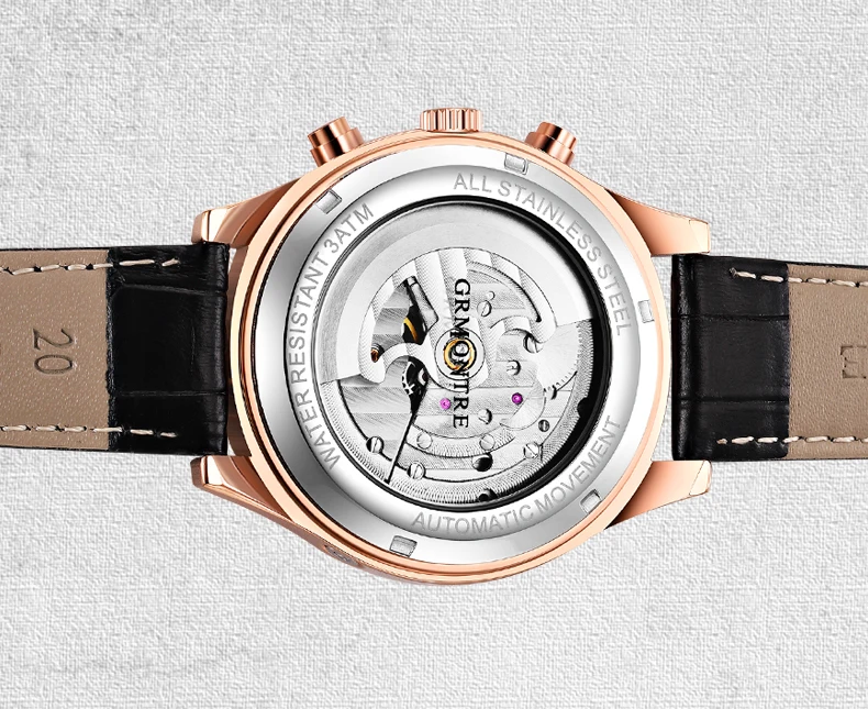 Мужские автоматические часы Tourbillon водонепроницаемые механические с