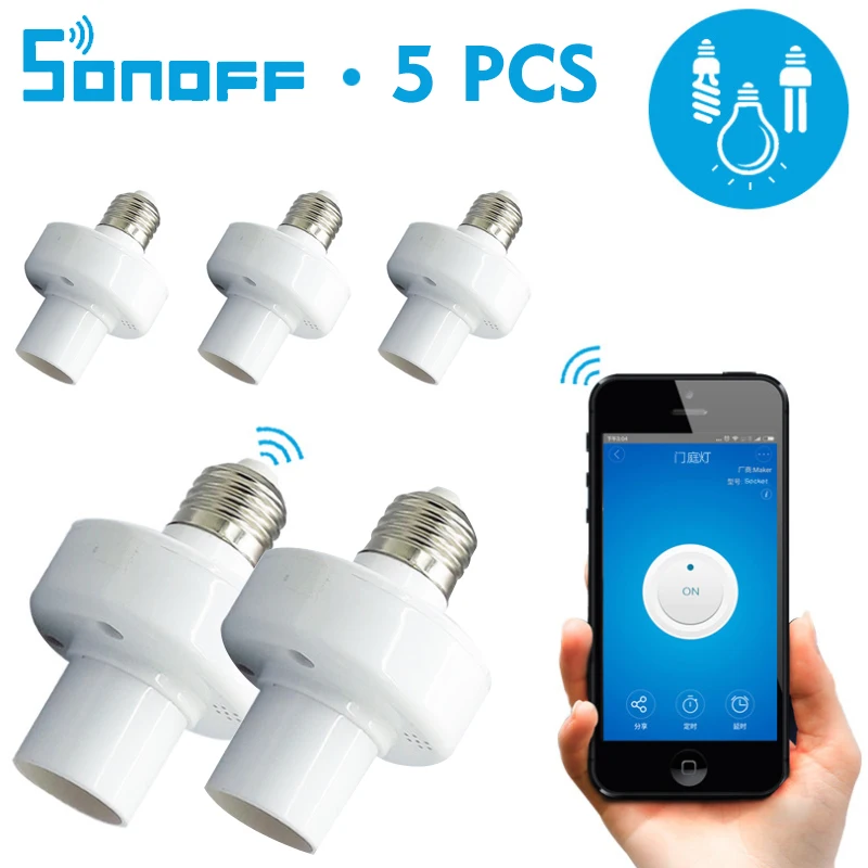 5 шт./лот Sonoff Slampher RF 433MHz Wifi умный держатель света E27 WiFi лампы для ламп поддерживает