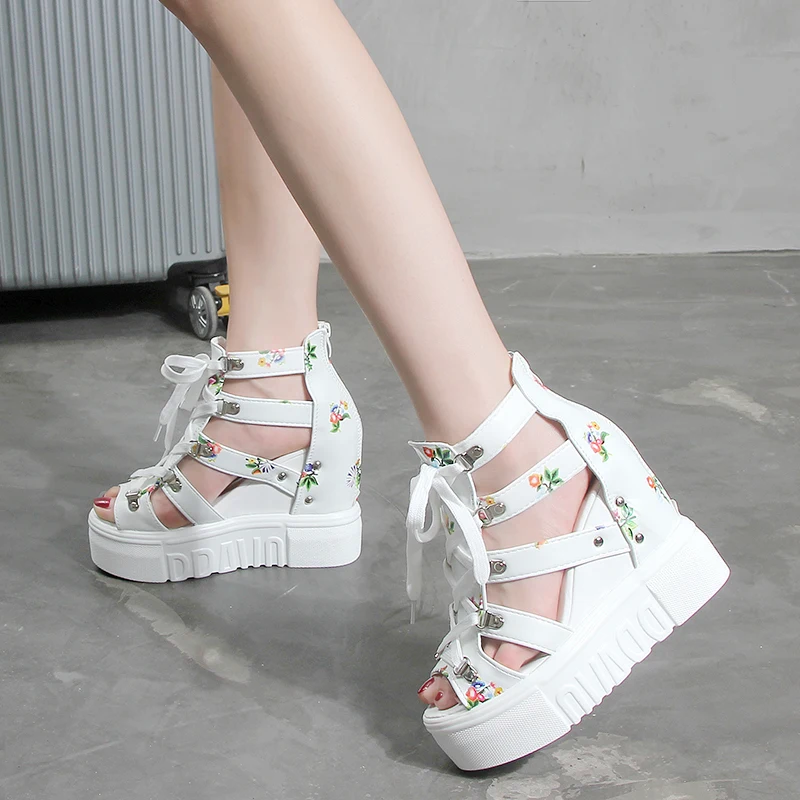 Женские туфли на танкетке; коллекция года; Zapatos De Mujer; летние женские босоножки на платформе и высоком каблуке; Новая брендовая стильная обувь; женские босоножки; Mujer