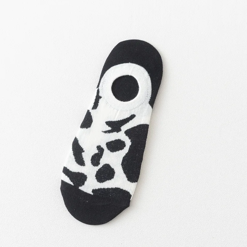 Cow illustration Носки в упаковке, женские хлопковые невидимые носки-башмачки, пара летних мужских носков, короткие женские носки, креативные уличные носки с принтом kawaii - Цвет: Cow illustration