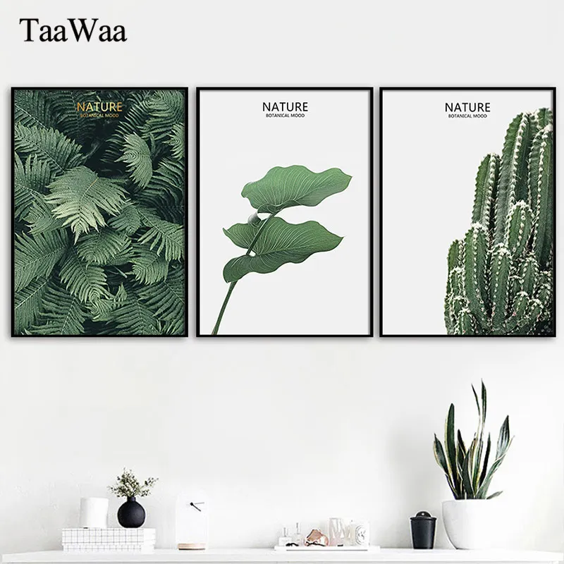 TAAWAA плакат с зелеными листьями скандинавский кактус растение холст настенное