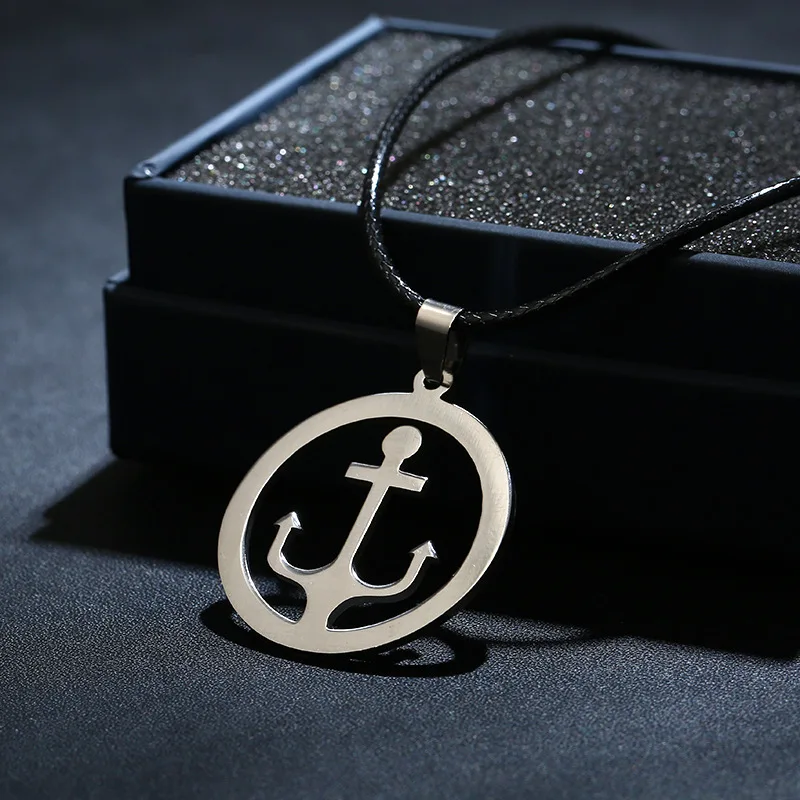 Новый Для мужчин веревки и металлической цепью vintageround якорь кулон Цепочки