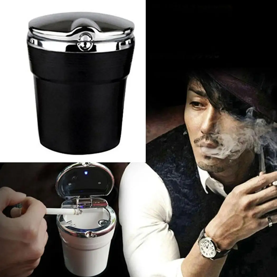 Пепельница для автомобиля сигарета дым путешествий удаления ясеня светодиодный