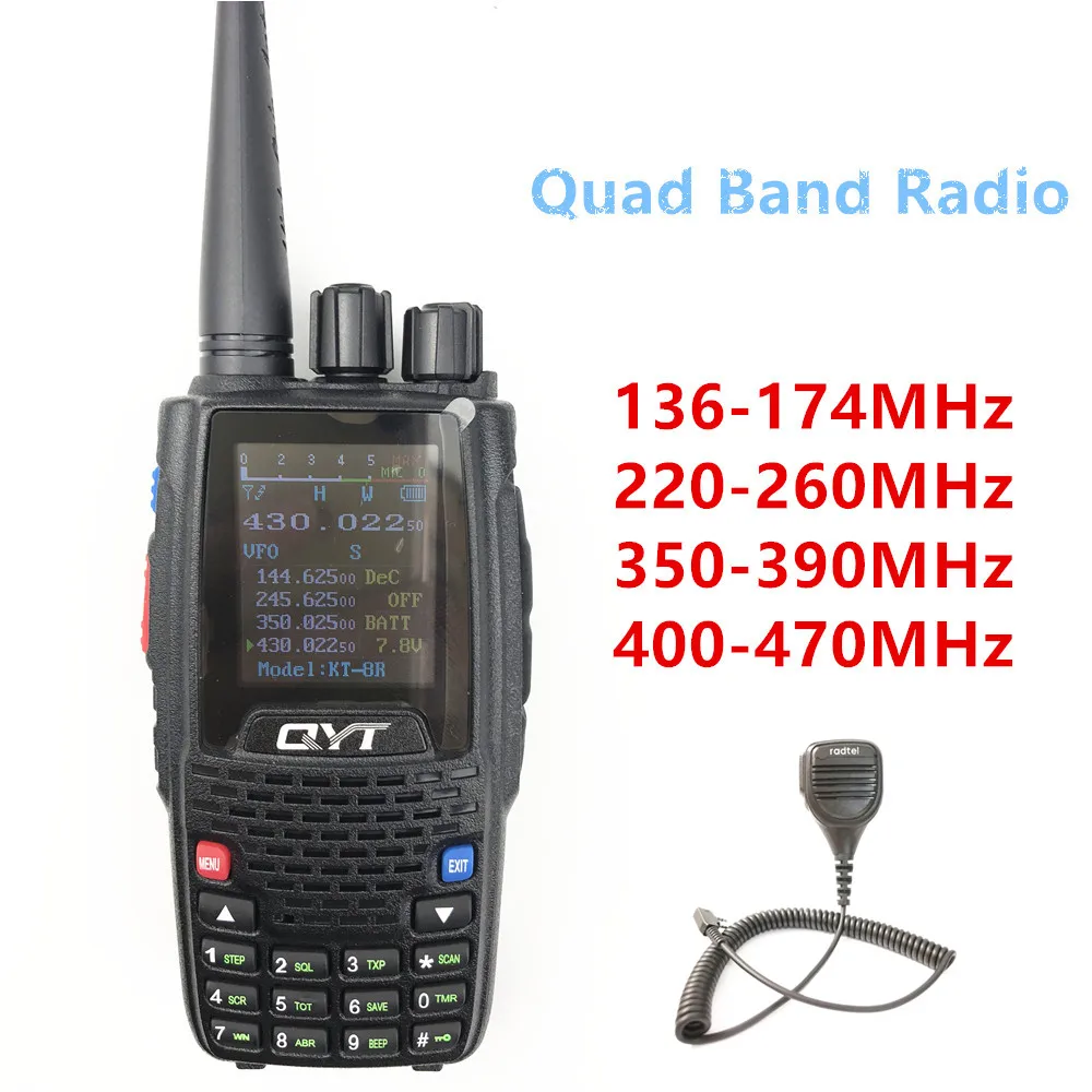 QYT KT-8R четырехдиапазонный портативный радио 136-174 МГц 220-260 МГц 400-480 МГц 350-390 МГц 5 Вт цветной дисплей двухстороннее радио KT8R - Цвет: KT-8R with Microphon