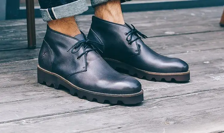 Мужские ботинки Мартенс из натуральной кожи на платформе со шнуровкой