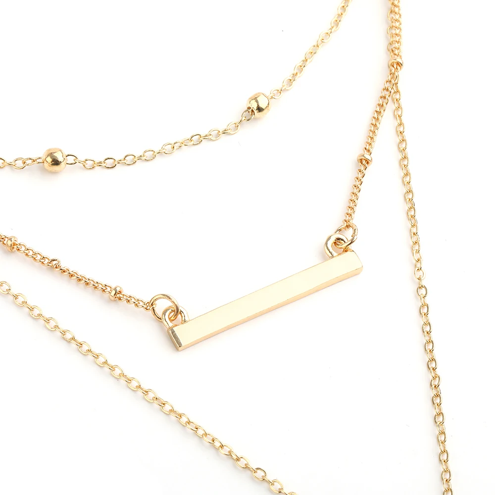 Многослойное ожерелье с блестками и бусинами многослойная цепочка золотого