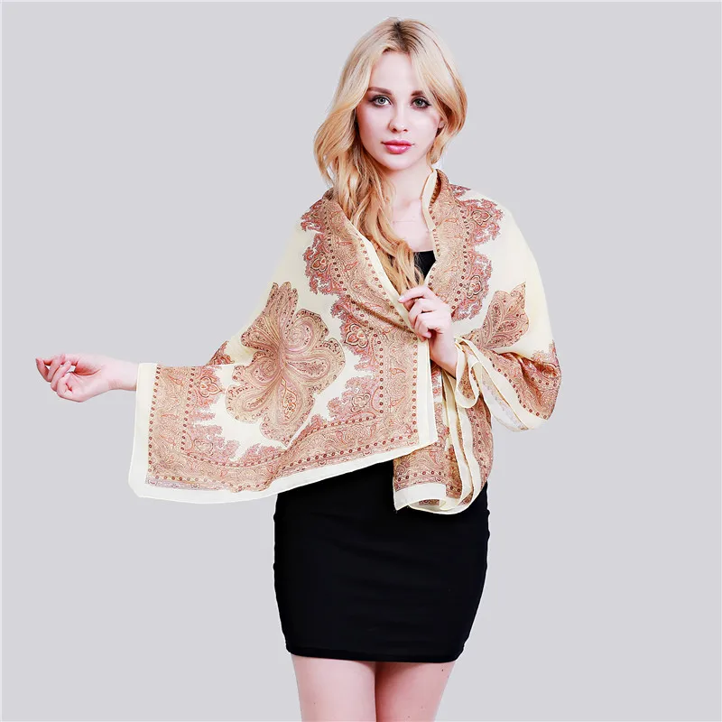 Шифоновое пляжное пончо с принтом пейсли шаль-туника шарф накидка Женский кафтан
