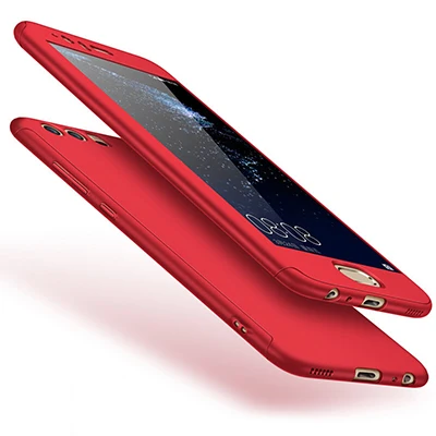 Red 360 градусов полный чехол для телефона s для huawei P20 P10 Lite P9 Plus Nova 2s 3i Honor 10 9 8 Lite 8x 7x 6x Чехол Жесткий ПК со стеклом - Цвет: Red