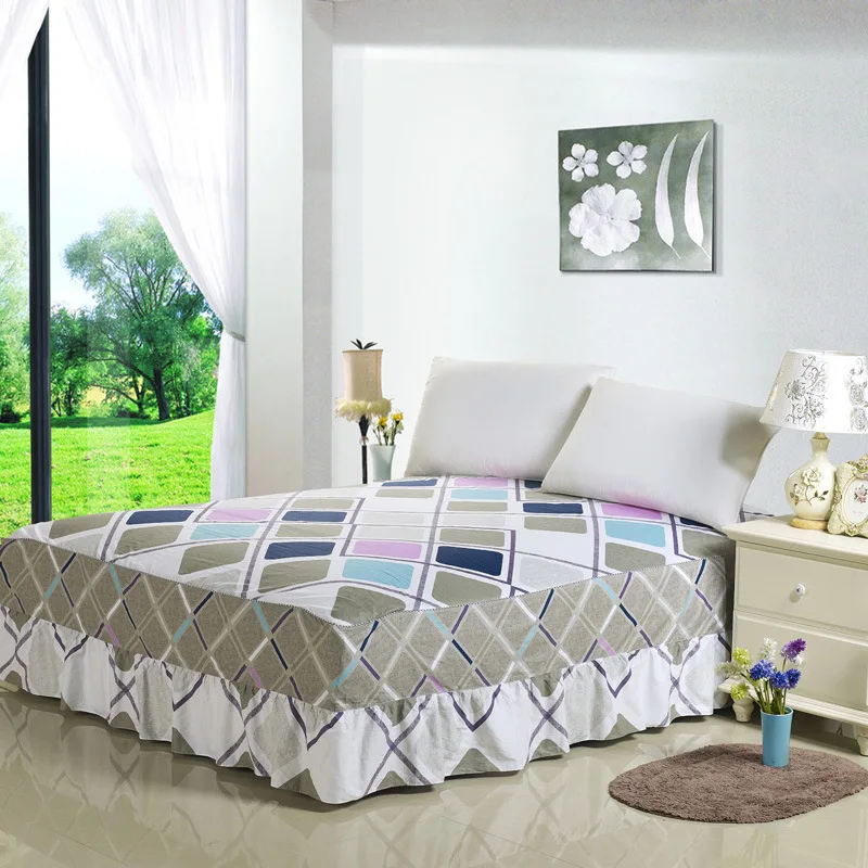 bedspread-22 1pc New Cotton Bespread Fashion Soft Comfortable Bed Skirt Non-slip Queen King Size Fitted Bed Sheet - Цвет: bedspread-22