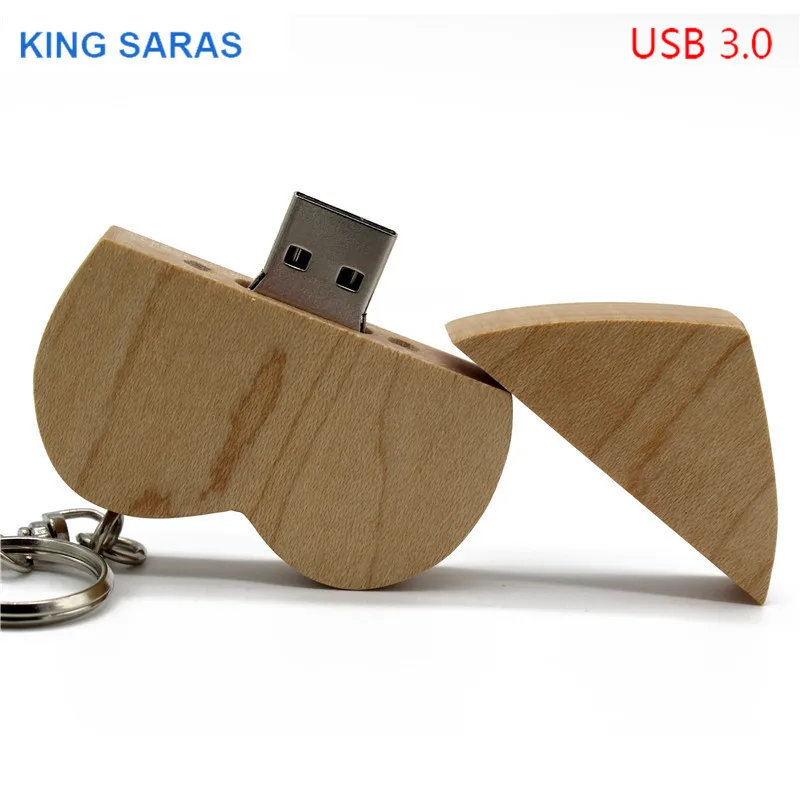 Король SARAS клена из орехового дерева модель сердца usb3.0 32 GB usb флэш-накопитель usb3.0 флеш-накопитель 4 ГБ 8 ГБ оперативной памяти, 16 Гб встроенной памяти, LOVE U диск