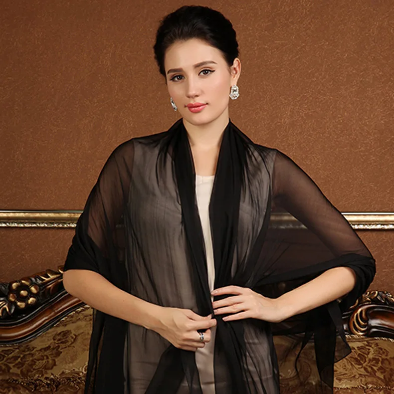 Шарф-шаль из 100% чистого шелка для женщин женские модные однотонные хиджабы