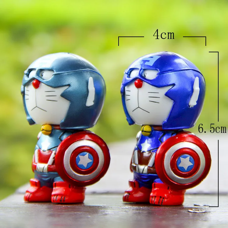Фигурка Marvel Captain America cos Doraemon 6 5 см ПВХ анимация подарки мультяшная коллекция