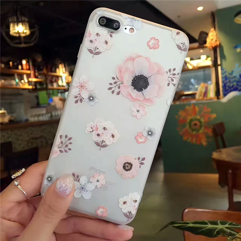 Pink cherry blossoms Phone Case For iphone x 8x cover Silicone TPU Frosted Back shell for iPhone 7 7Plus 8 8plus 6 6s Coke case |