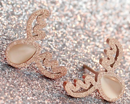 100% Высокое качество модные серьги в виде лисьей морды цвета розового золота