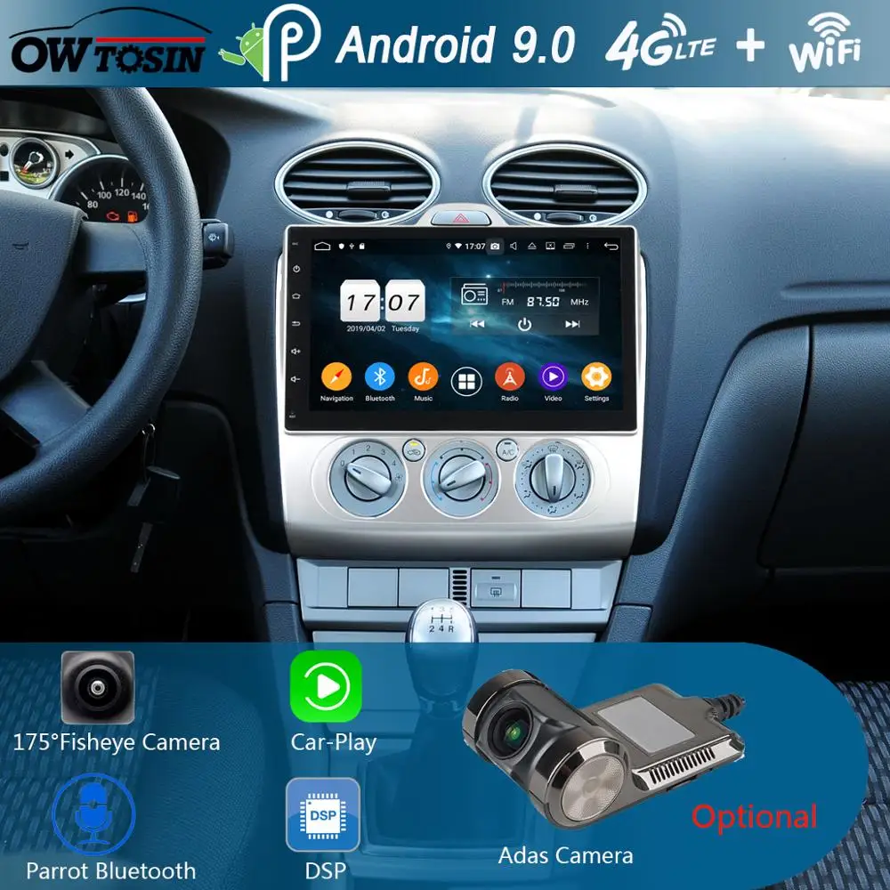 Автомобильный DVD-плеер радио GPS Android 9 0 8 ядер дюймов IPS 4 Гб ОЗУ + 64 ПЗУ для Ford Focus 2007