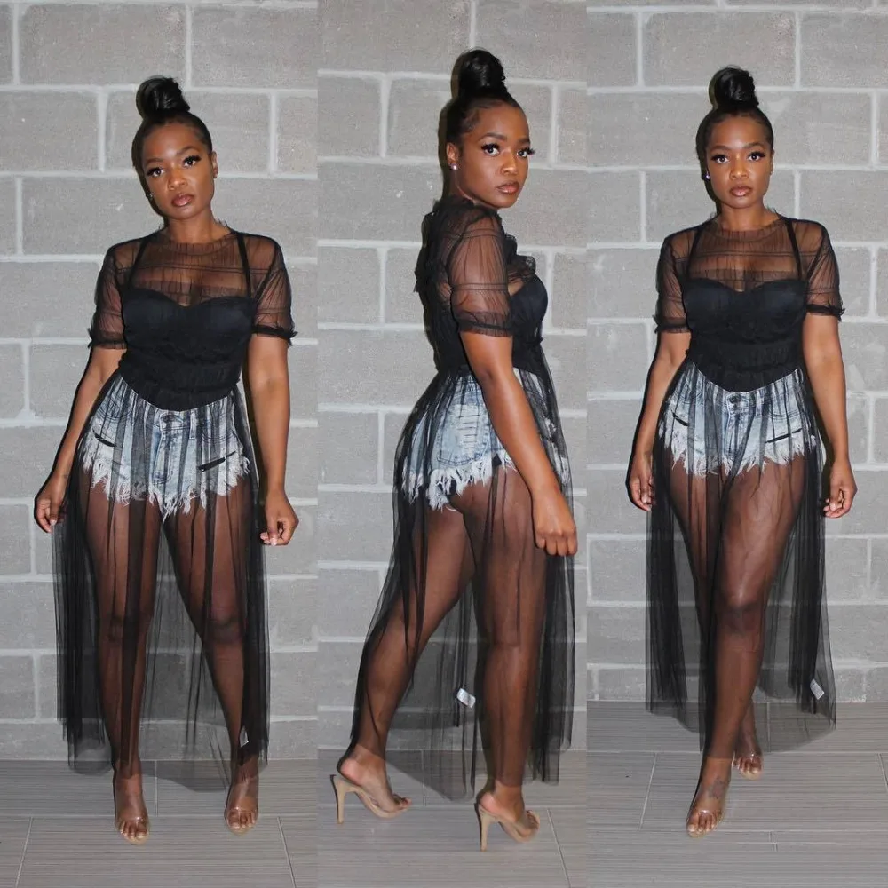 Новинка 2019 сексуальное прозрачное Сетчатое платье макси Прозрачная Клубная