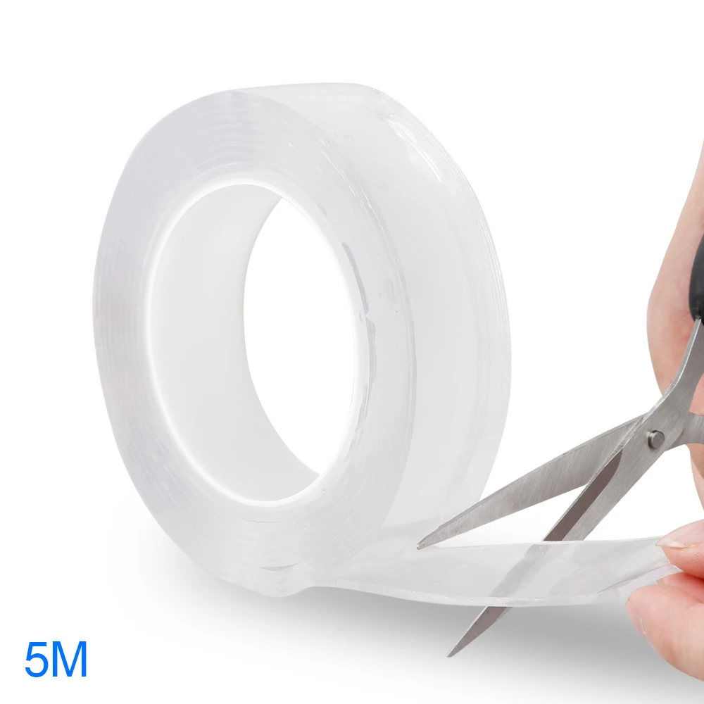 long 5M thick 1mm Multifunctional Double-Sided Nano PU Gel Tape Traceless Washable Tapes Adhesive for Home Anti-slip Fixed Sticker 1/ 2/3/5 M - Цвет: long 5M thick 1mm