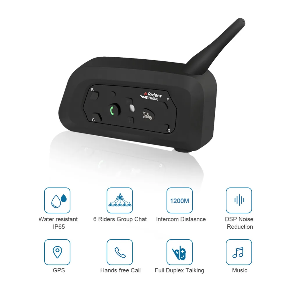 Шлем гарнитура 1200 м водонепроницаемый мотоциклетный шлем Bluetooth Walkie talkie V6 полный