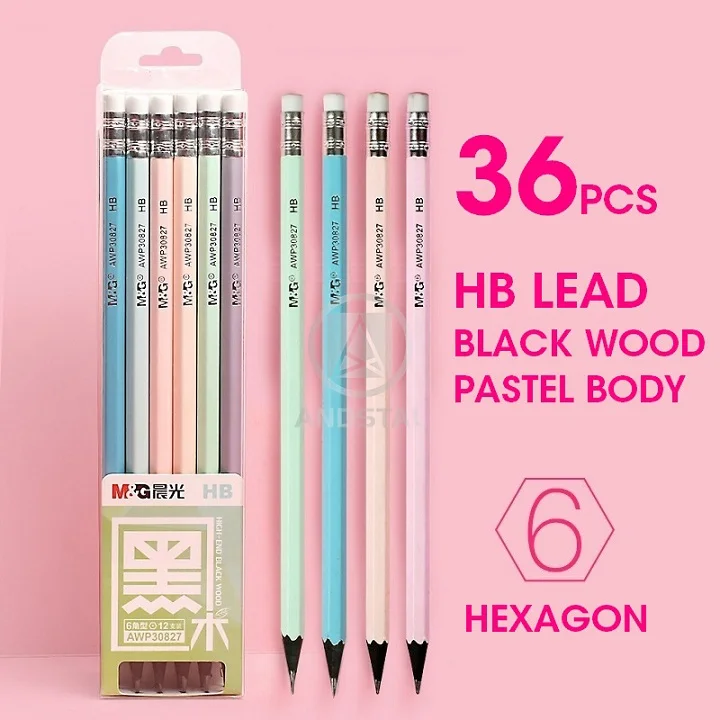 36pcs Pastel HB M& G 72/36 шт милый пастельный цвет черный деревянный карандаш деревянные карандаши для детей карандаш для рисования эскичей набор для школы флуоресцентный - Цвет: 36pcs Pastel HB