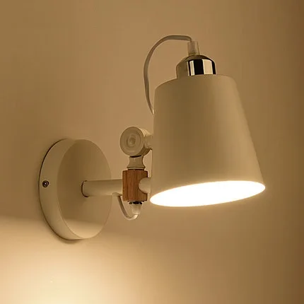 Nordic Simple Modern Wall Sconce Adjust Wood Iron Light Fixtures Balcony Aisle Home Indoor Lighting Bedside LED Lamp | Лампы и