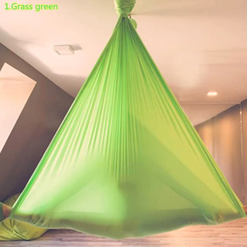 Grass green Предварительно фитнес 5,5 ярдов Пилатес Йога летающие качели воздушная Йога гамак ткань - Цвет: Grass green