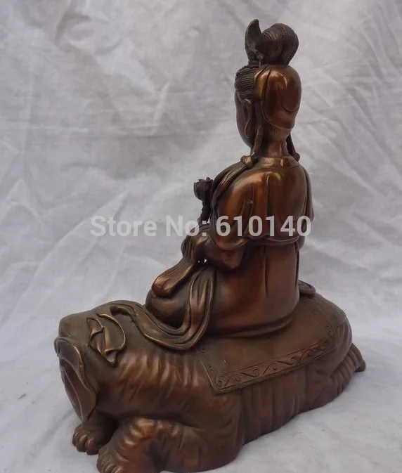 10 &quotкитайские буддизм из чистой бронзы Lotus WenShu Kwan-Yin QuanYin статуя слона | Дом и сад