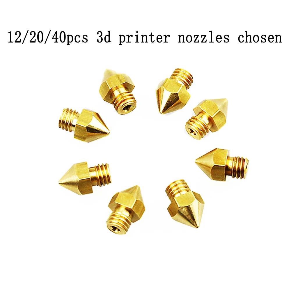 

8/16/20/50pcs 0.2/0.3/0.4/0.5mm 3d printer Copper Nozzles 1.75mm filament anet a6 a8 MK8 Extruder Makerbot diy printers parts