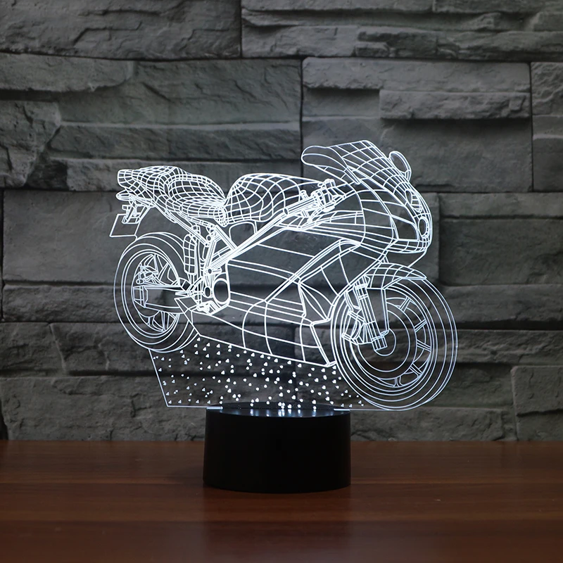 Мотоцикл 3D LED Оптическая иллюзия лампы Rquite 7 Изменение цвета сенсорный