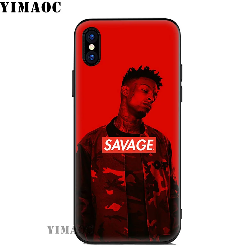 Мягкий силиконовый чехол YIMAOC 21 Savage для iPhone 11 Pro Xr Xs Max X или 10 8 7 6 6S Plus 5 5S SE |