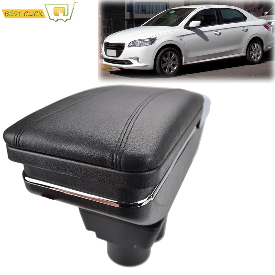 Leather Arm Rest Armrest Storage Box For Peugeot 301 Citroen C-Elysee 2012 2013 2014 2015 2016 2017 Car Styling Accessories